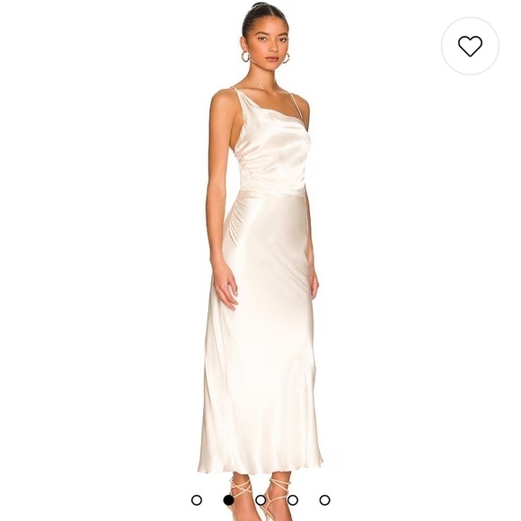 Shona Joy La Lune Asymmetrical Bias Cowl Midi Dress in Cream - Picture 2 of 6